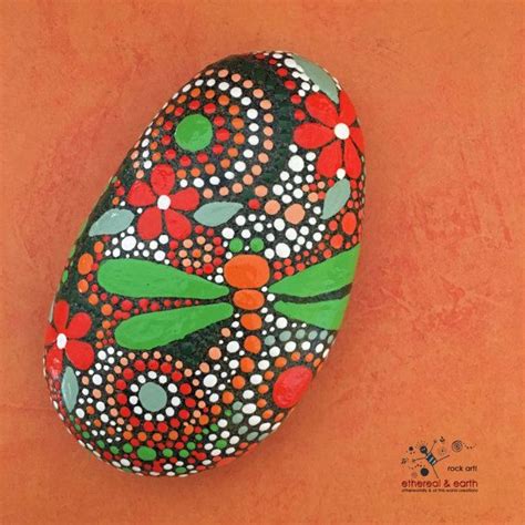 Painted Rocks Mandala Inspired Design Natural Home Decor Rock Art