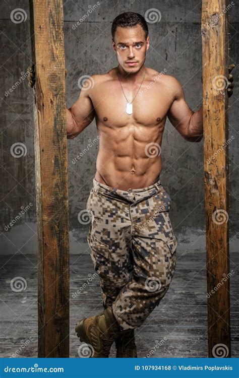 Awesome Army Man With Naked Torso Stock Photo Image Of Model Naked 107934168