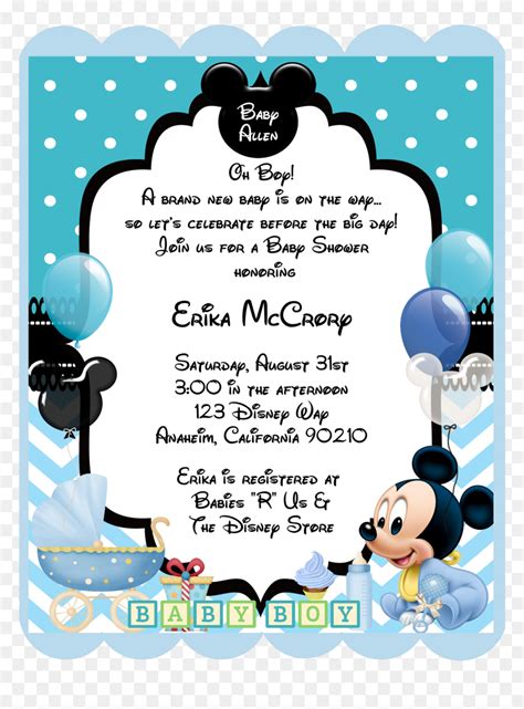 Blue Mickey Mouse Baby Shower Invitation - Baby Mickey Baby Shower ...