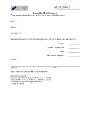 Fillable Online REIMBURSEMENT CLAIM FORM Please Print Clearly