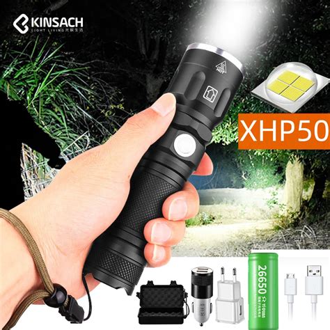 Мощный светодиодный фонарь XHP50, 50000 люмен, 5 режимов освещения ...