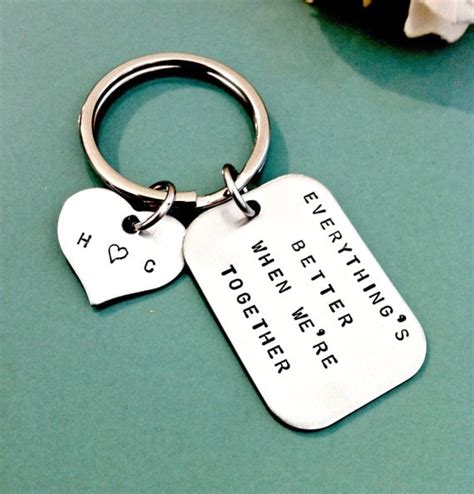 Hand Stamped Personalized Key Chain Stainless Steel Tag With