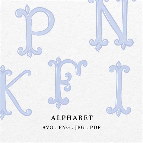 Wedding Alphabet Monogram DIY SVG PNG Bundle - Drawing Vintage Letters ... 