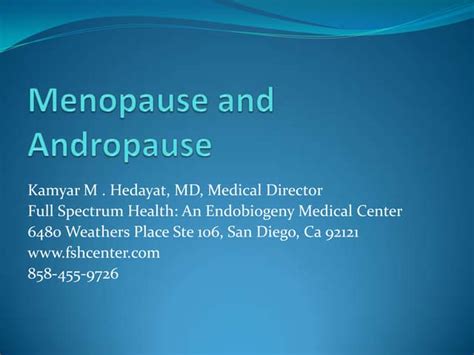 Menopause Andropause Ppt