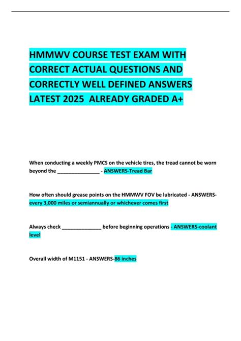 Marine Corps Hmmwv Course Test Answers 2