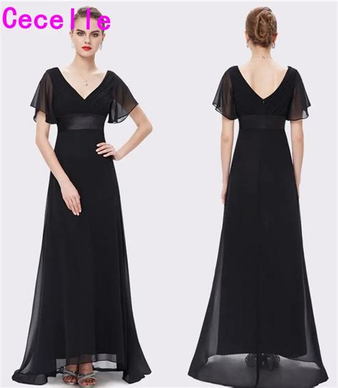 2019 Black Ruched Chiffon A Lline Beach Long Modest Bridesmaid Dresses