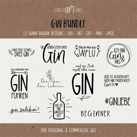 Gin SVG Bundle Plotter Files Gin For Cricut Gin Quotes Vector Icons