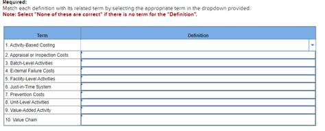 Solved Match Each Definition With Its Related Term By Chegg