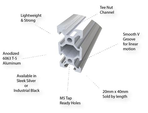 V Slot 20x40 Linear Rail Aluminum Extrusion Profile 52 OFF