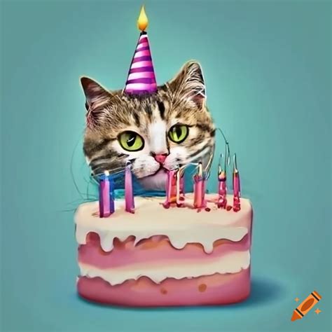 Happy Birthday Cat Funny Cake