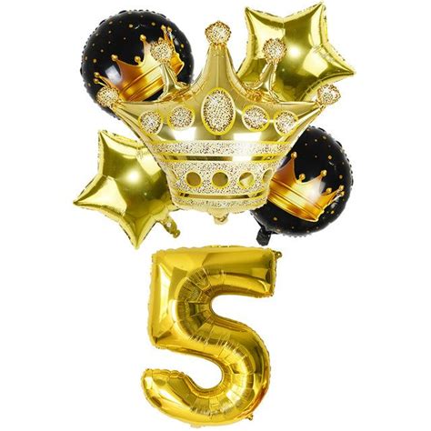 Black Gold Number Crown Balloon Bouquet This Set Of Black And Gold