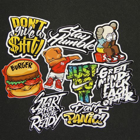 Sticker Pack Burger Just Do It Smile Stay Humble Waterproof Supreme