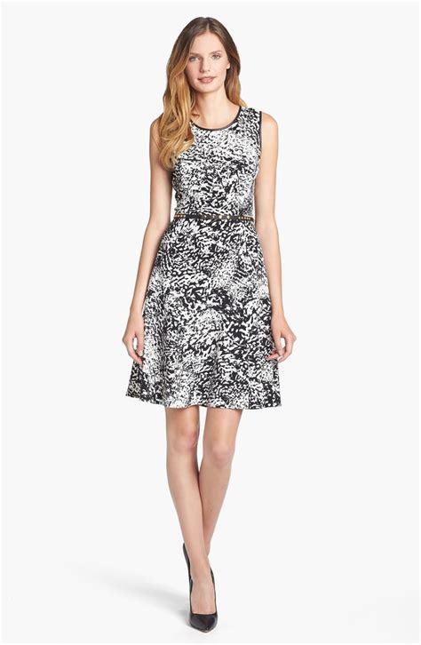 Calvin Klein Belted Crepe Fit And Flare Dress Nordstrom