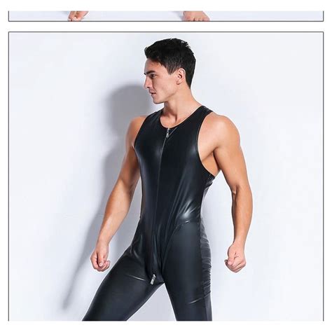 L Man Leather Latex Catsuit Teddy Bodysuit Black Red Shiny Erotic Lingerie Bodysuits Zentai