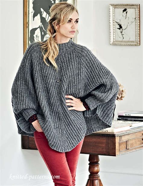 Poncho With Sleeves Knitting Pattern