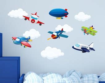 Airplane Wall Decals / Wall Mural / Vintage Airplanes / Airplane / Hot ...