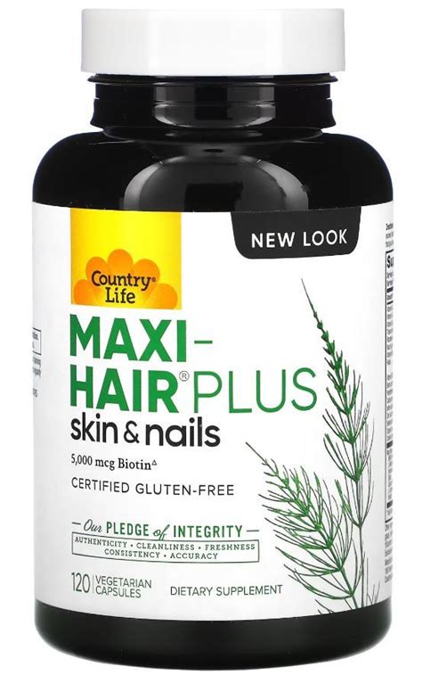 Country Life, Maxi-Hair Plus, Комплекс витаминов, 5000 мкг, 120 капсул ...