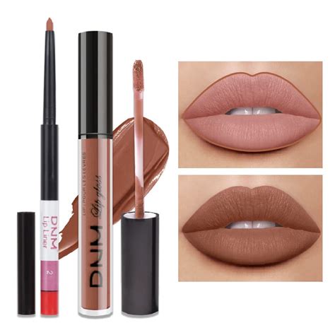 Evpct 2 Unids Nude Brown Beige Lip Liner Y Matte Lipstick Set DNM Vegan Lipstick Lip Liner Y