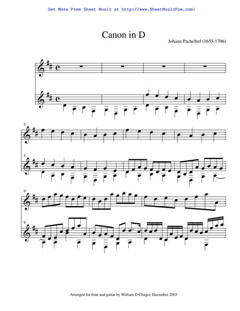 Free Sheet Music For Canon And Gigue In D Major Pachelbel Johann By