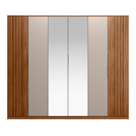 Guarda Roupa Casal Portas Atrice Portas Em Espelho E Ripado Nogueira Touch Nude Prime Tx