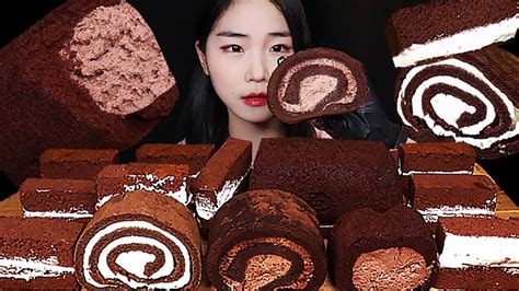 Asmr Mukbang 초코 디저트 파티 🍫초코 크림 롤 케이크 먹방 리얼사운드 Chocolate Party Chocolate