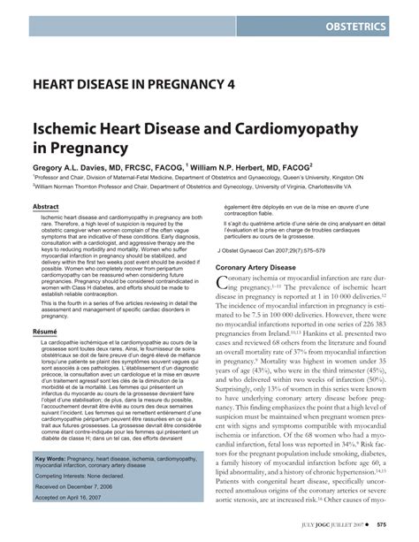 Pdf Ischemic Heart Disease And Cardiomyopathy In Pregnancy