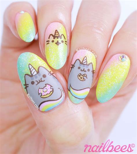 Pusheen Unicorn Nail Art Nailbees Unicorn Nails Designs Unicorn