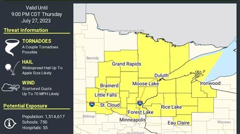 Severe Thunderstorm Watch Until 9 P M Includes Twin Cities St Cloud