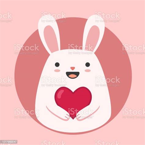 Cute Cartoon Bunny Holding Heart Vector Illustration For Valentines Day