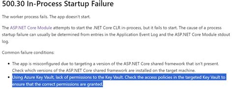 Iis Error 500 30 Asp Net Core App Failed To Start Stack Overflow