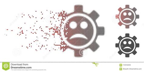 Dissolved Pixel Halftone Service Gear Sad Smiley Icon Stock Vector