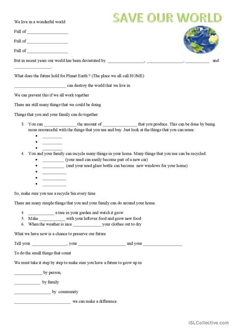 Save Our World Video Or Movi English Esl Worksheets Pdf Doc