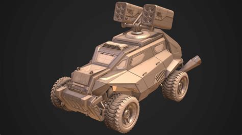 3D Model Sci Fi Armored Military Rocket Launcher PBR VR AR Low Poly