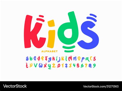 Kids style playful font Royalty Free Vector Image