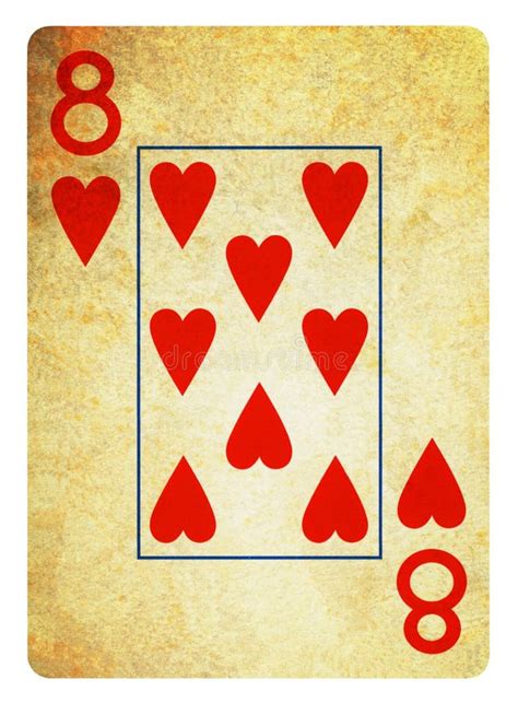 Eight of Hearts Vintage Playing Card - Isolated on White Stock ...