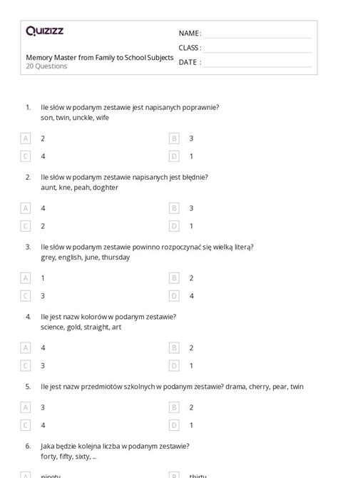 Ponad Nazwy W Asne Arkuszy Roboczych Dla Klasa W Quizizz Darmowe