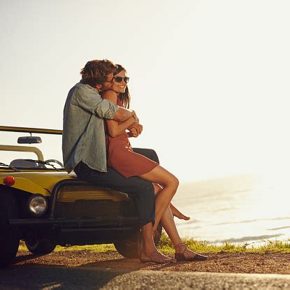 Romantic Young Couple On Road Trip Stock Photo - Download Image Now ...