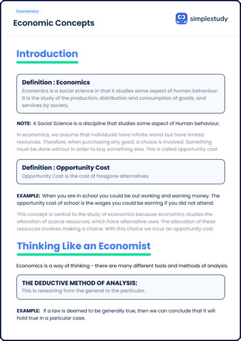 Leaving Cert Economics H1 Notes Exams Quiz