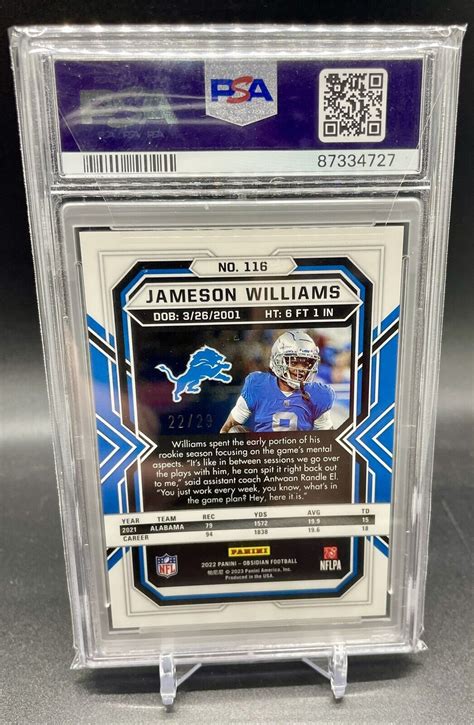 Panini Obsidian Rookies Jameson Williams Rc For Sale