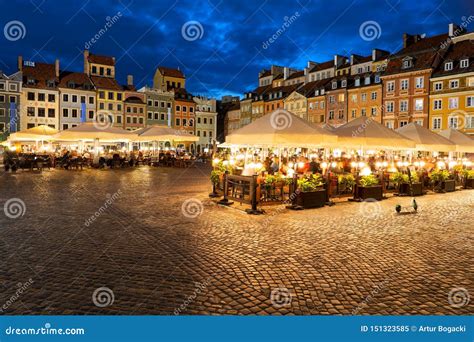 Evening at Old Town Square in Warsaw Stock Image - Image of europe ...