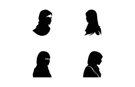 Muslim Woman In Hijab Fashion Silhouette Set Woman Hijab Silhouette