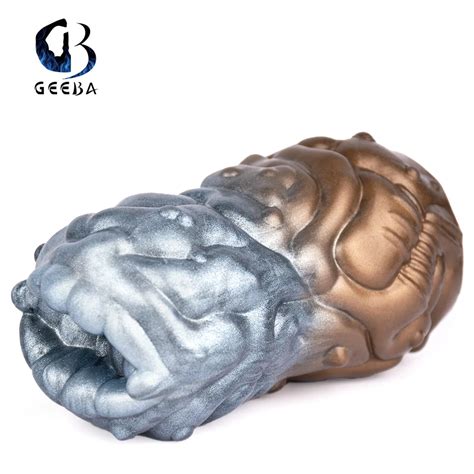 Geeba Metal Shaped Male Masturbators Cup Realistic Soft Silicone