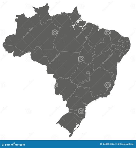 Vector Blank Map Of Brazil With Regions Or States And Administrative