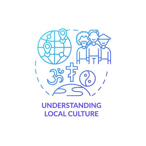 Understanding local culture blue gradient concept icon. Expats