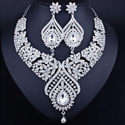 Statement India Style Necklace Earrings Sets Bridal Wedding Party Neck