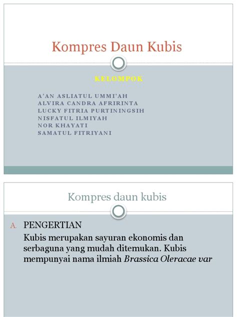 Manfaat Kompres Daun Kubis Untuk Payudara Bengkak Pdf