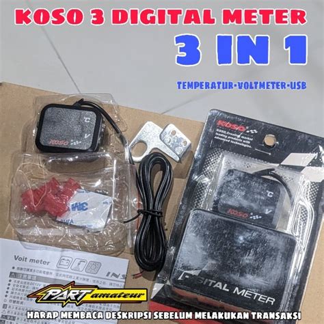 Jual Voltmeter Koso 3 In 1 Digital Meter Termometer Digital Universal