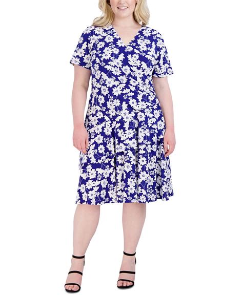 Robbie Bee Plus Size Floral Print Ruffled Wrap Dress Macys