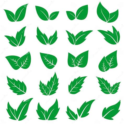 Green Leaf Icons Set Vector Graphic Illustration Stock Vector