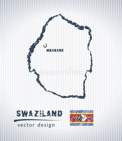 Mapa Nacional Del Dibujo Del Vector De Swazilandia En El Fondo Blanco